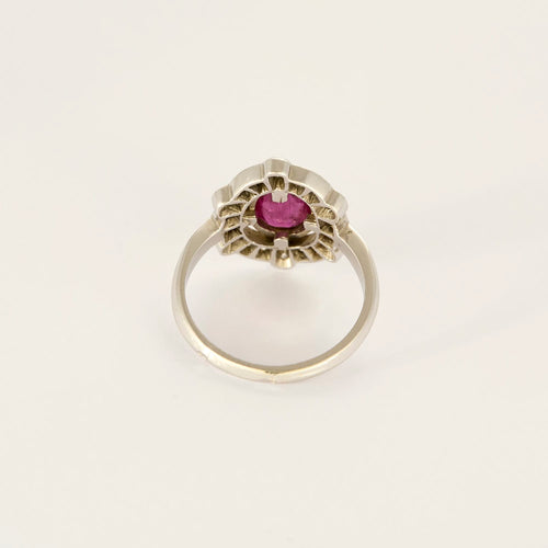 Bague en or blanc, or jaune, rubis et diamants 58 Facettes DV26327-5-53-2