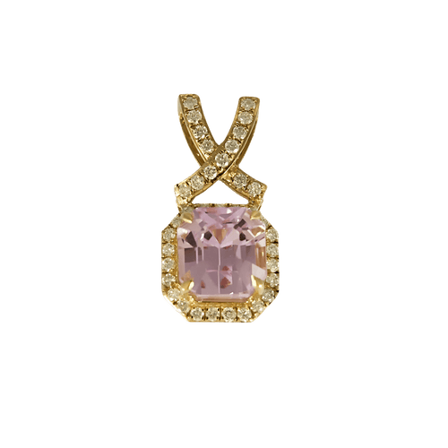 Pendentif en or jaune, kunzite et diamants 58 Facettes DV17164-3