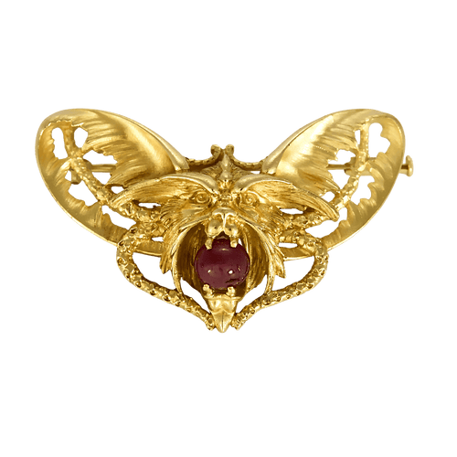 Broche chimère en or jaune et rubis étoilé : 2 carats 58 Facettes DV34335-1