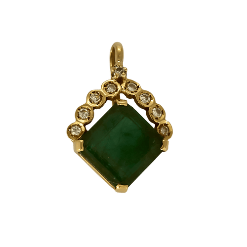 Pendentif en or jaune, émeraude : 2 carats et diamants : 0,10 carat 58 Facettes DV34342-2
