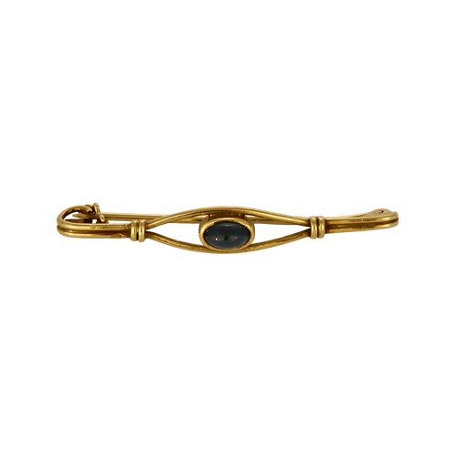 Broche en or jaune godronnée et saphir : 0,40 carat 58 Facettes DV34335-2