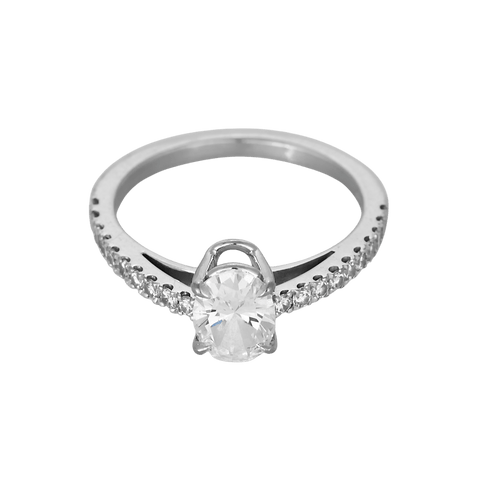 50 Bague Solitaire en or blanc, diamants : 0,90 carat au total 58 Facettes DV33633-1