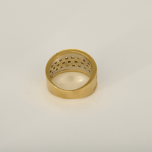 Bague bandeau en or jaune et or gris, pavage diamants 58 Facettes DV26327-12-51-2