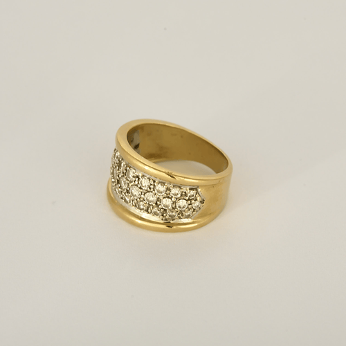Bague bandeau en or jaune et or gris, pavage diamants 58 Facettes DV26327-12-51-2