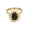 Bague marguerite en or jaune, diamants et saphir