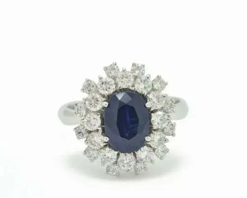 Bague Bague en or blanc 18K avec saphir 1,60 ct et diamants 0,96 ct 58 Facettes 8577