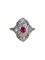 Bague 55 Bague Belle Époque en or jaune, platine et diamants 58 Facettes