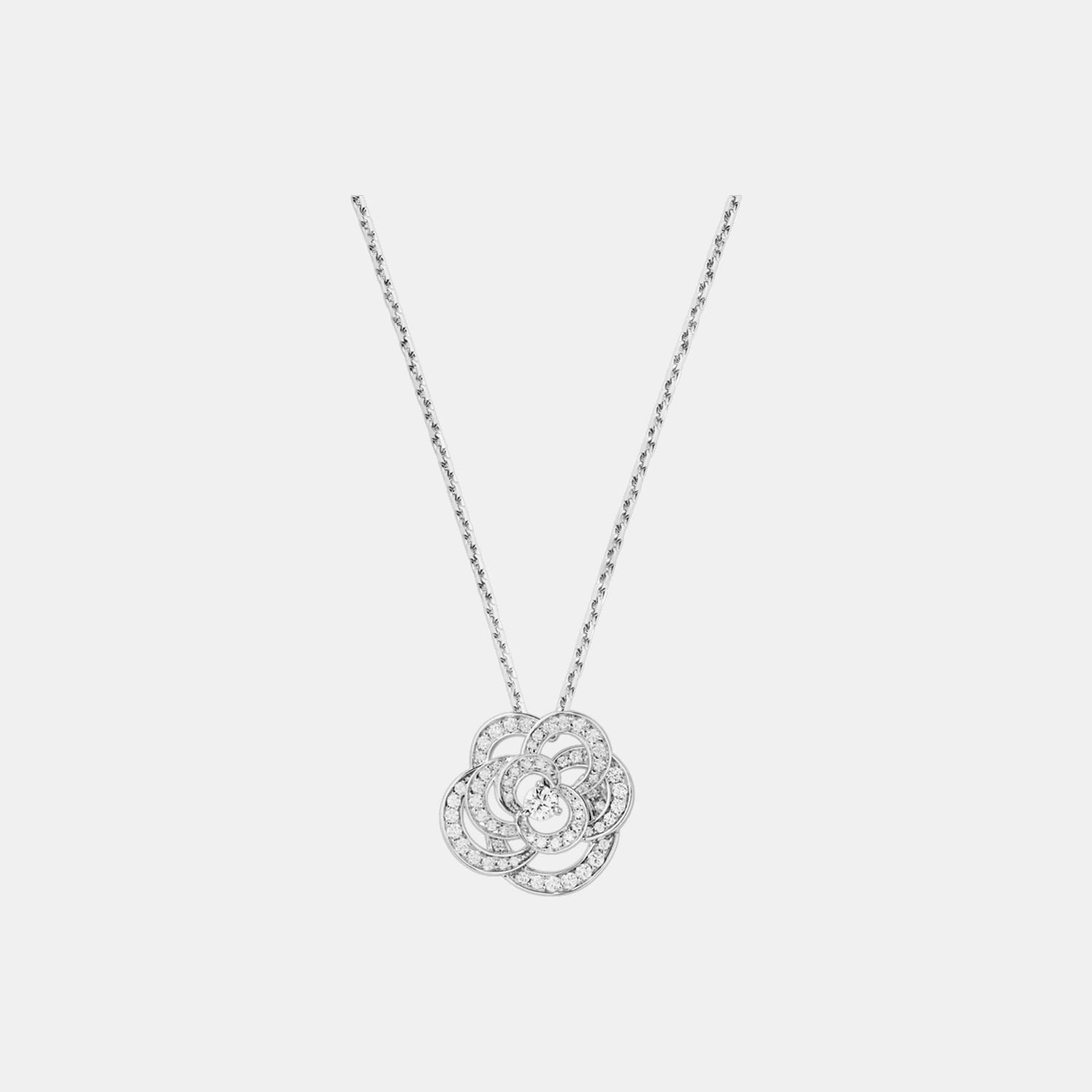 Collier Camélia Or blanc Diamant