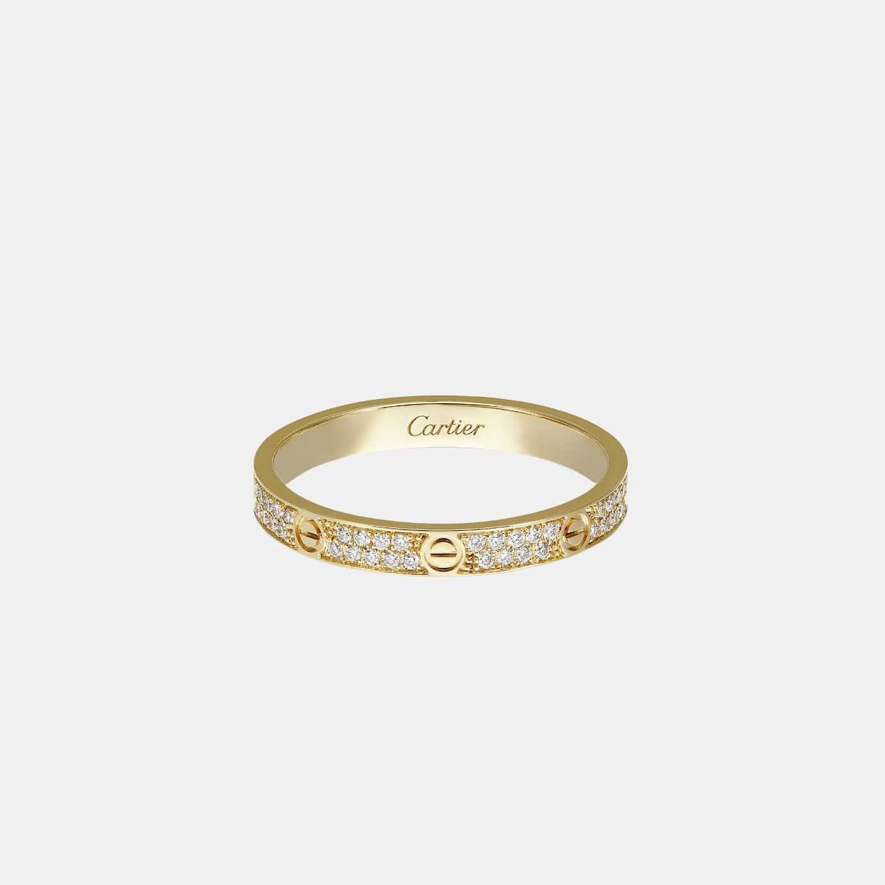 Bague LOVE Petit Modèle Or Jaune 72 Diamants Pavé