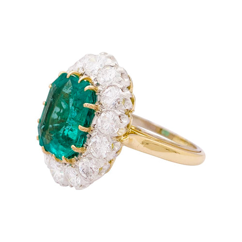 Bague 52 Bague Pompadour émeraude et diamants en platine et or jaune 58 Facettes 33904