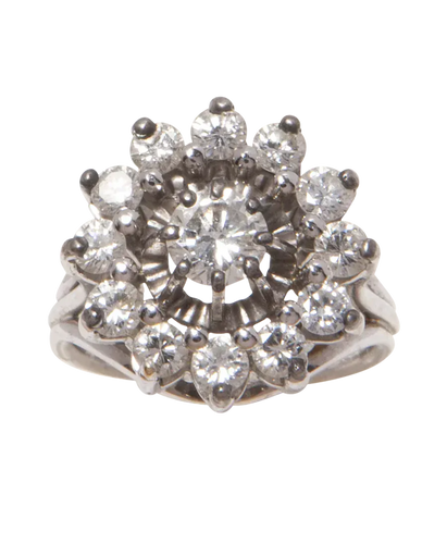 Bague 51 Marguerite - Bague en or blanc 18K et diamants 58 Facettes BO210492/MARGUERITEDIAMANTS1970