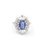 Bague 57 Bague en or blanc 18 carats avec saphir de Ceylan 1,7 ct et diamants 58 Facettes 14170