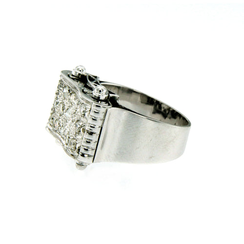 Bague 58 Bague cocktail rétro en or blanc 18 carats et diamants 58 Facettes an01