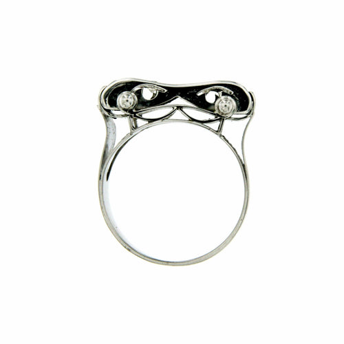 Bague 58 Bague cocktail rétro en or blanc 18 carats et diamants 58 Facettes an01