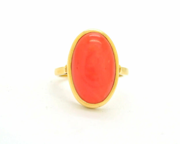 Bague Bague en or jaune 18 ct avec corail 58 Facettes 9025