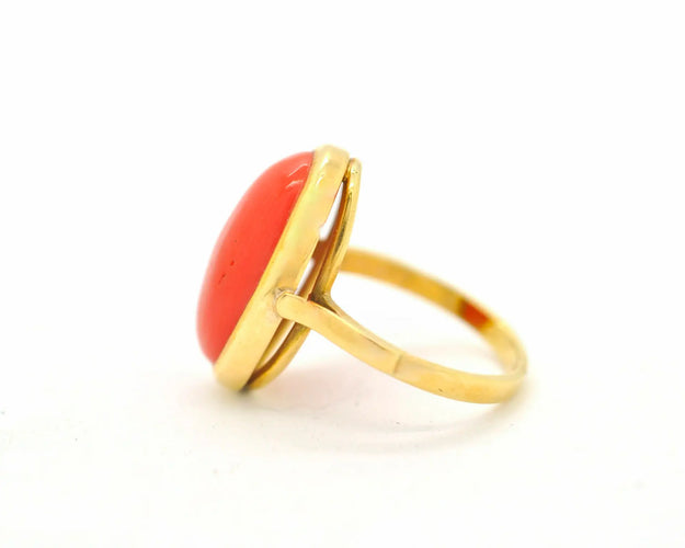 Bague Bague en or jaune 18 ct avec corail 58 Facettes 9025