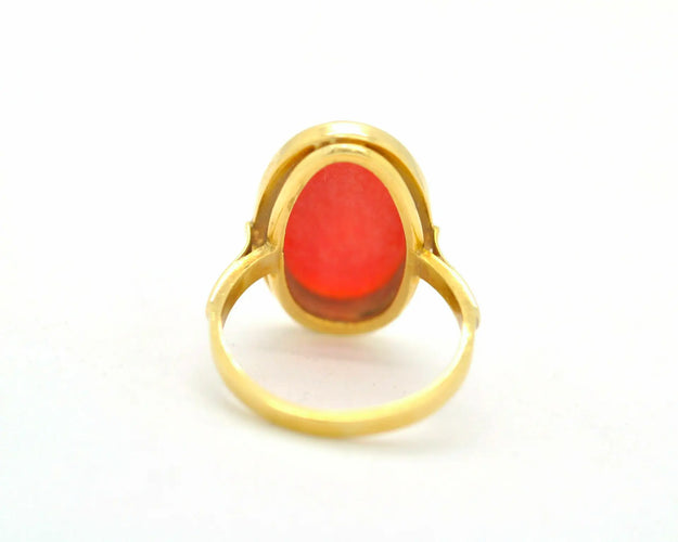 Bague Bague en or jaune 18 ct avec corail 58 Facettes 9025