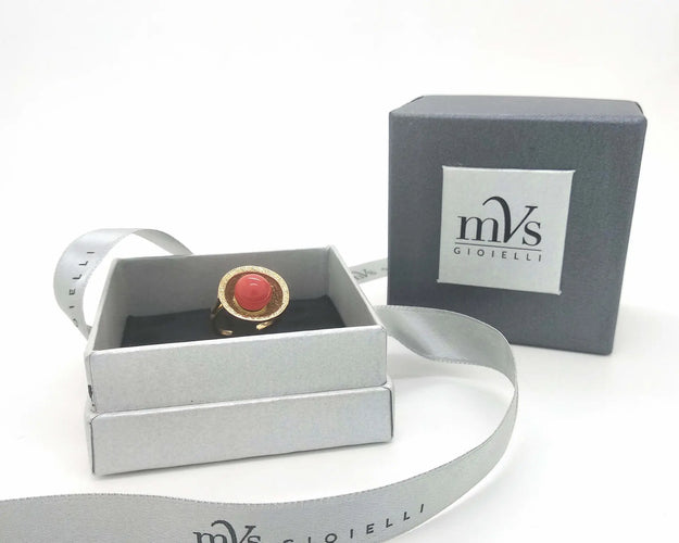 Bague Bague en or jaune 18 ct avec corail central 58 Facettes 6731