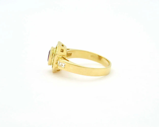 Bague Bague en or jaune 18 ct avec rubis birman 0,50 ct et diamants 58 Facettes 10292