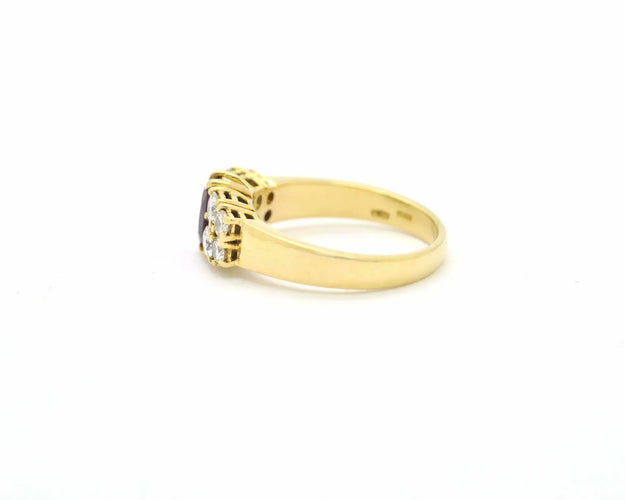 Bague Bague en or jaune 18 carats avec rubis 0,60 ct et diamants 0,50 ct 58 Facettes 9670