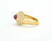 Bague Bague en or jaune 18 kt avec rubis cabochon 2,5 ct et diamants 58 Facettes 9865