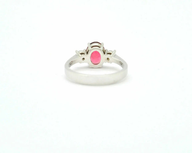 Bague Bague en or blanc 18 ct avec rubellite 1,10 ct et diamants 58 Facettes 9586