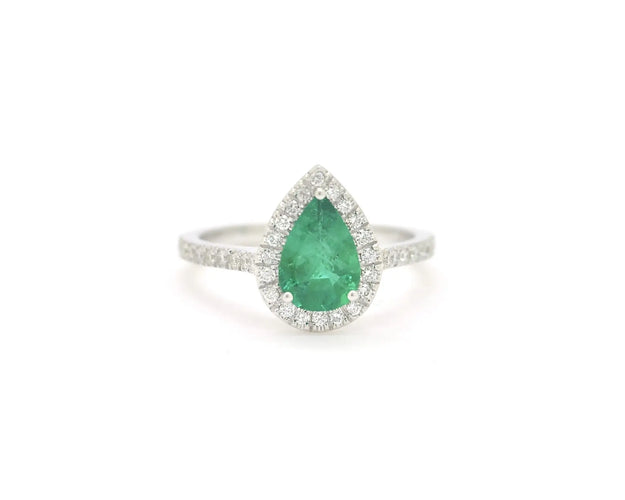 Bague 53 Bague en or blanc 18 kt avec émeraude 1,04 ct et diamants 58 Facettes 13423