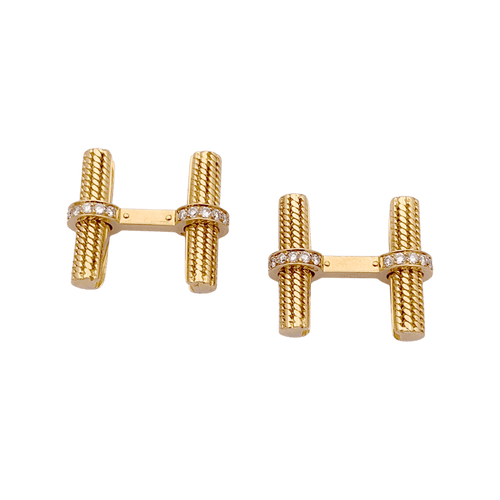 Boutons de manchette Van Cleef & Arpels - Boutons de manchette en or jaune et diamants 58 Facettes 34578