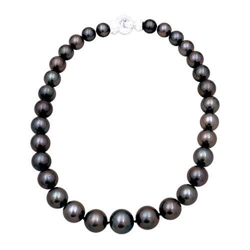 Collier Collier en or blanc 750 avec perles de Tahiti et diamants 58 Facettes 34083