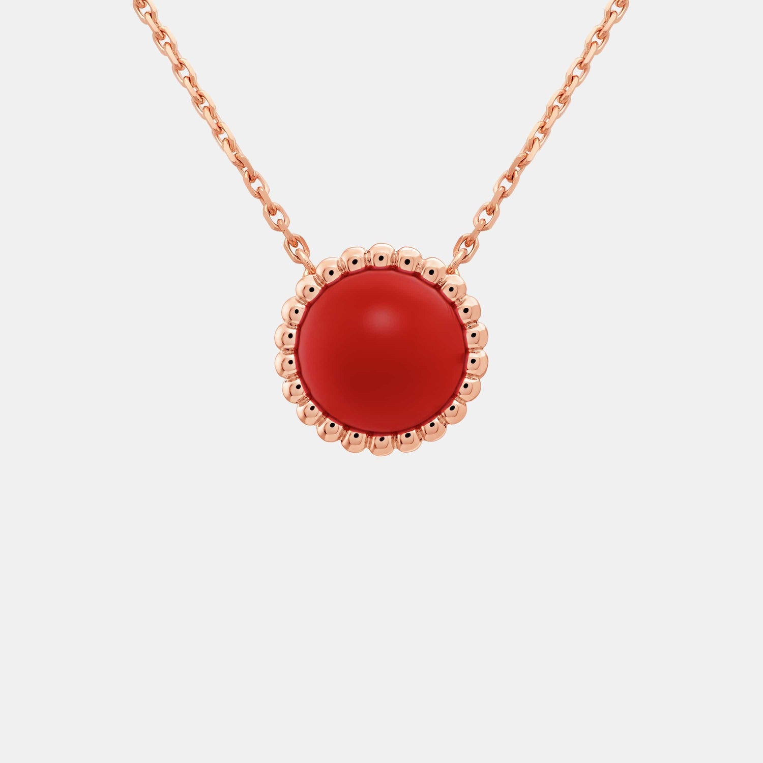 Pendentif Perlée Or rose Cornaline 