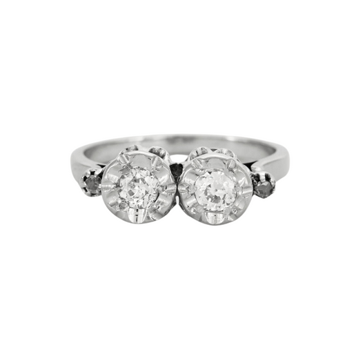 Bague 49.5 Bague ancienne Toi & Moi or blanc et diamants 58 Facettes