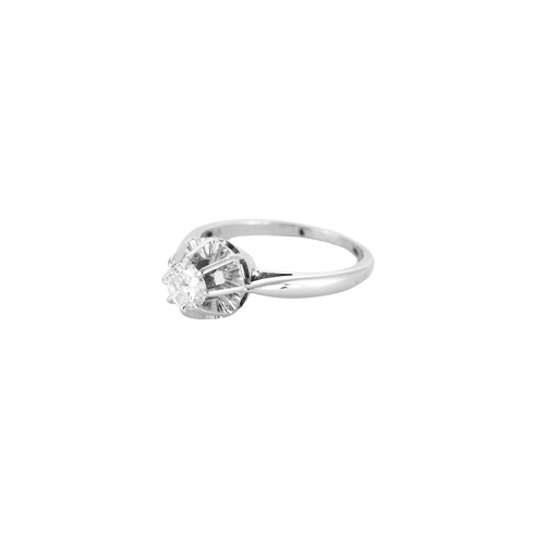 Bague 51 Bague solitaire sertie griffes en or blanc 18 carats et diamant 0,40 ct 58 Facettes BO/240036
