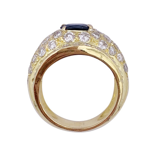 Bague 50 Bague jonc en or jaune 750/000 avec diamants et saphir 58 Facettes 33326