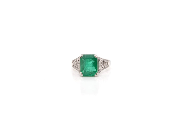 Bague 51 Bague Art déco en platine avec émeraude et diamants 58 Facettes 21498 / 23389