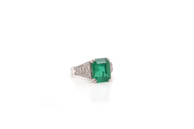 Bague 51 Bague Art déco en platine avec émeraude et diamants 58 Facettes 21498 / 23389
