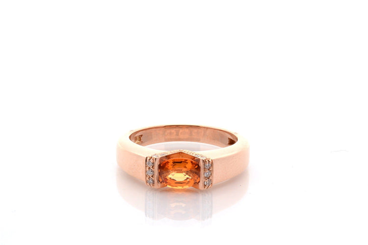 Bague 55 Bague vintage saphir orange et diamants en or 18k 58 Facettes 27347