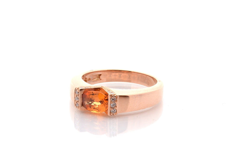 Bague 55 Bague vintage saphir orange et diamants en or 18k 58 Facettes 27347