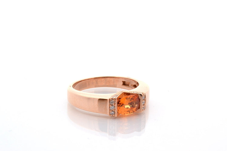 Bague 55 Bague vintage saphir orange et diamants en or 18k 58 Facettes 27347