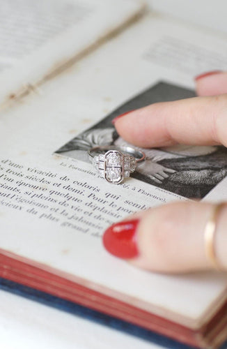 Bague 53.5 Bague Art déco en platine et diamants taillés à l’ancienne 58 Facettes