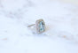 Bague 58 Bague Art Déco octogonale en or blanc 18k, aigue-marine et diamants 58 Facettes