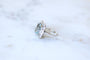 Bague 58 Bague Art Déco octogonale en or blanc 18k, aigue-marine et diamants 58 Facettes