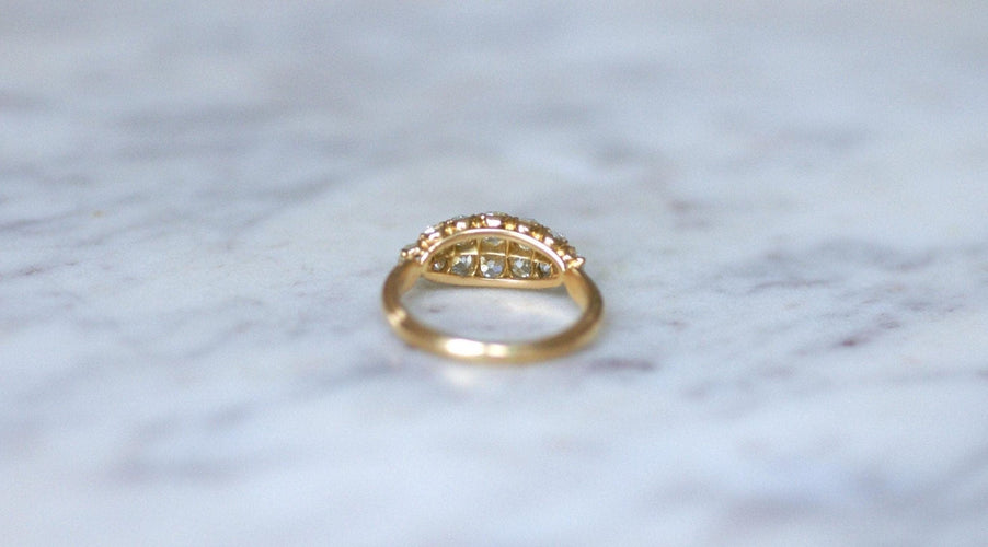 Bague 57 Bague bandeau jarretière en or jaune 18k et diamants 58 Facettes