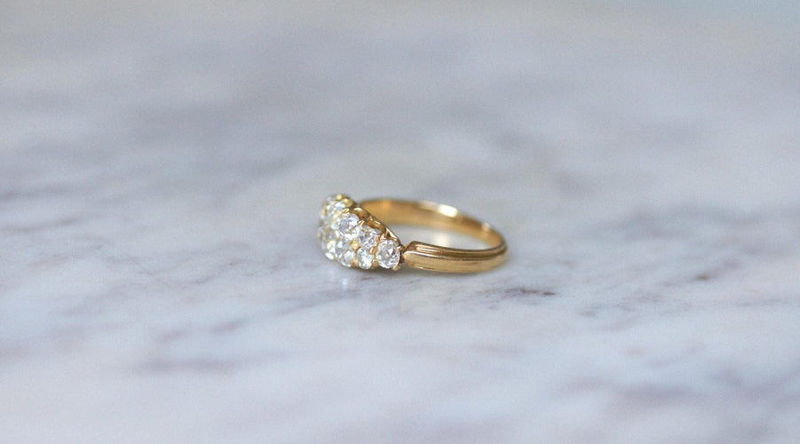 Bague 57 Bague bandeau jarretière en or jaune 18k et diamants 58 Facettes