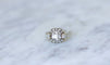 Bague 51.5 Bague Art Déco carrée en or blanc 18kt et diamants 58 Facettes