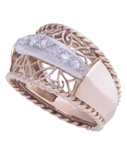 Bague 49 Circa 1920 - Bague jarretière en or 18K à diamants taille ancienne 58 Facettes BO210356/CIRCA1920