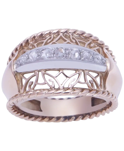 Bague 49 Circa 1920 - Bague jarretière en or 18K à diamants taille ancienne 58 Facettes BO210356/CIRCA1920