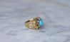 Bague 52.5 Bague cocktail cabochon turquoise en or jaune 18kt et diamants 58 Facettes