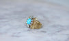 Bague 52.5 Bague cocktail cabochon turquoise en or jaune 18kt et diamants 58 Facettes