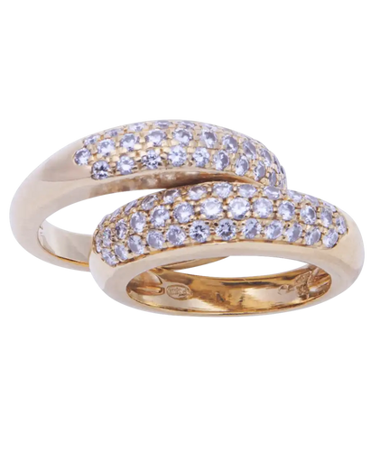 Bague 52 Jumelles - Bague pavée en or jaune 18K et diamants 58 Facettes BO210725/JUMELLES
