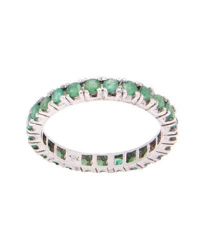 Bague 55 Alliance tour complet en or blanc 18K et émeraudes 58 Facettes BO220771/ÉmeraudeTourComplet